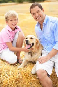 father-son-dog